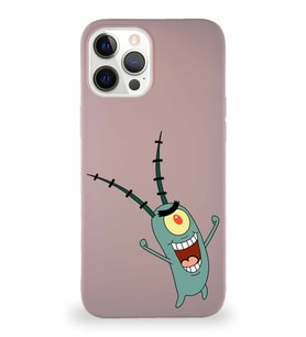 Apple iPhone 12 Pro Max Soft Premier Kapak Plankton Tasarımlı Silikon Kılıf - Pudra (Şeffaf)