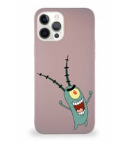 Apple iPhone 12 Pro Max Soft Premier Kapak Plankton Tasarımlı Silikon Kılıf - Pudra (Şeffaf)