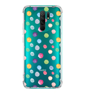 PrintiFy Xiaomi Redmi 9 Uyumlu Water Color 6 Baskılı Şeffaf Köşe Korumalı Antişok Kılıf