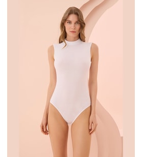 NBB %95 Pamuklu Balıkçı Yaka Çıtçıtlı Body-2950 (Beyaz)