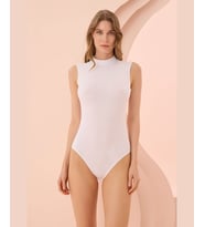 NBB %95 Pamuklu Balıkçı Yaka Çıtçıtlı Body-2950 (Beyaz)