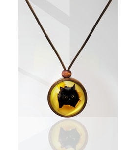 Kedi Ahşap Kolye