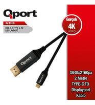 QPORT Q-THD 2metre TYPE-C - DP Çevirici Kablo Siyah 4K