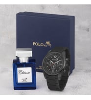 Polo Air Erkek Silikon Kordon Kol Saati Ve Parfüm Seti Hediyelik Kutusunda Kombin PL-0982E (Siyah)