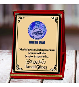 Otomotiv Mühendisi Baskılı Plaket (1. Tasarım)  Kişiye Özel (Kırmızı)