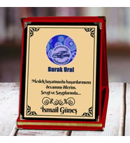 Otomotiv Mühendisi Baskılı Plaket (1. Tasarım)  Kişiye Özel (Kırmızı)
