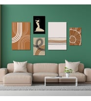 5 Parçalı Kanvas Dekoratif Duvar Tablosu Kadın ve Modern At