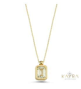 Topaz Taşlı Altın Kolye AKM04