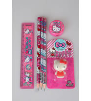 DEKOMUS CEP DEFTERİ HEDİYELİ LİSANSLI HELLO KITTY "3 ADET KURŞUN KALEM,3D SİLGİ,KALEMTRAŞ,CETVEL SETİ