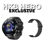 Watch Pro Hero 8 Exclusive Çelik Kordonlu Özel Tasarımlı Kavisli Ekran Akıllı Saat (Siyah)