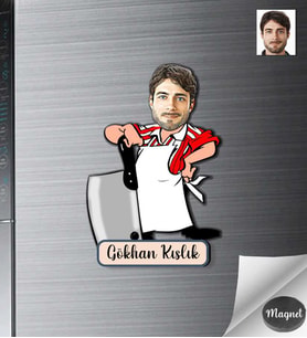 Kişiye Özel Kasap Erkek Ahşap Magnet -2