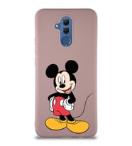 Huawei Mate 20 Lite Soft Premier Kapak Mickey Mouse-E Tasarımlı Silikon Kılıf - Pudra (Şeffaf)