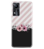 INFINIX Note 11 Pro Note 10 Hot 9 Play Kılıf Desemli Silikon Strip Pink Flowers 1396