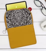 BK Gift Retro Motif Tasarımlı Taşınabilir Koruyucu Tablet Kılıfı & Organizer Çanta - Sarı-2