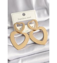 316L Çelik Gold Renk Kalp Model Kadın Küpe - TJ-BKP9714