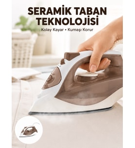 2200 Watt Buharlı Ütü Kahverengi Seramik Taban Şok Buharlı