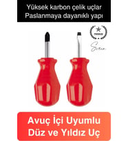 Profesyonel 2'li Avuç İçi Tornavida Seti Düz Yıldız Cep Boy Taşınabilir Vidalama Ev İş Yeri