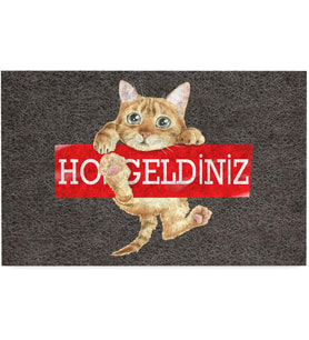 Kedi Köpek Komik Tasarımlı Dekoratif Kapı önü Paspas, Dış Mekan/Ev İçi/Banyo/Mutfak/Yatak Odası/Giriş Paspasları (Hoşgeldiniz Kedi, 40x60)