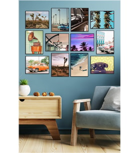 Çerçeve Görünümlü 12 Parça Konsept Mdf Tablo Seti Çerçevesiz Mdf Baskı Tatil Konsepti