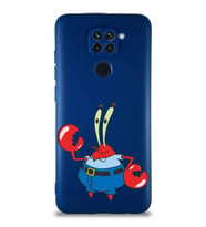 Xiaomi Redmi Note 9 Soft Premier Kapak Bay Yengeç Tasarımlı Silikon Kılıf - Lacivert (Şeffaf)