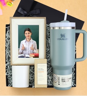 Stanley Termos & Atelier Rebul Kolonya & Mum & Çerçeve Premium Öğretmenler Günü Hediye Seti (Yeşil)