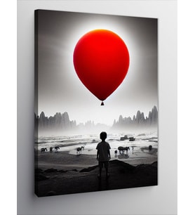 Kanvas Tablo Kırmızı Balonlu Çocuk