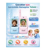 Akıllı Kameralı Çocuk Telsizi Videolu Görüşme 1000 mAh Şarjlı 2.0” Renkli LCD Ekran Walkie Talkie