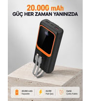Powerbank 20000 mAh 22.5W Hızlı Şarjlı ve Kompakt Çoklu Kablo Çıkışlı