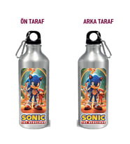 Metal Gumus Kancalı Baskılı Su Matarası 600ml. (104)