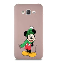 Samsung Galaxy J7 Core Soft Premier Kapak Mickey Mouse-G Tasarımlı Silikon Kılıf - Pudra (Şeffaf)