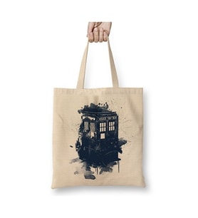 Doctor Who Tardis Splash Style Bez Çanta Uzun Saplı Alışveriş Çantası Plaj Çantası (Beyaz)