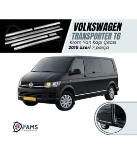 Vw T6 Transporter Krom Yan Kapı Çıtası 7 Parça 2015 Ve Üzeri Paslanmaz Çelik Uzun Şase