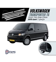 Vw T6 Transporter Krom Yan Kapı Çıtası 7 Parça 2015 Ve Üzeri Paslanmaz Çelik Uzun Şase