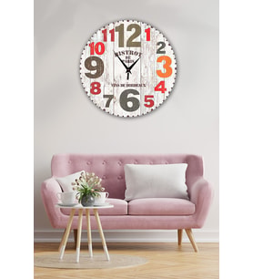 Retro Tasarımlı Duvar Saati 35x35 Cm (Baskılı)
