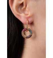 Elika Silver Kadın Renkli Taşlı Rose Gold Halka Model Küpe (STD)