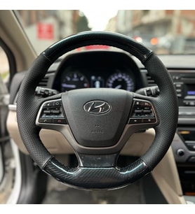 Hyundai Elantra 4 2016  Araca Özel Direksiyon Kılıfı  5D KRİSTAL KARBON SOFT NOKTA
