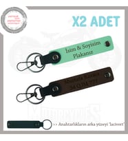 Modern ve Dayanıklı Deri Anahtarlık – Kişiye Özel Plaka & İsimli İkili Set, Yeşil-K Kahve-Laci