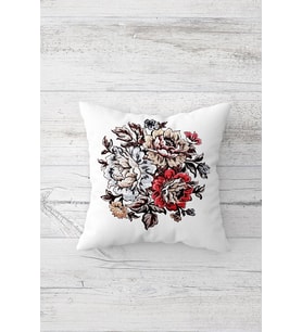 Soft Çiçek Desen Çift Tarafı Baskılı Gizli Fermuarlı Yastık Kılıfı Kırlent Koltuk Yastık Kılıfı (Beyaz)