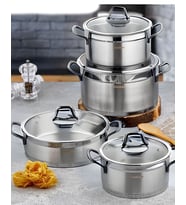 Cooker CKR-2875 8 Pç Gümüş Kulp Çelik Tencere Seti