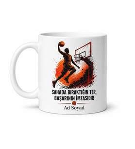 Basketbolcuya Hediye Pota Altı Ribaunt Üçlük Smaç Temalı Baskılı Kupa Bardak