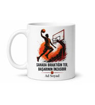 Basketbolcuya Hediye Pota Altı Ribaunt Üçlük Smaç Temalı Baskılı Kupa Bardak