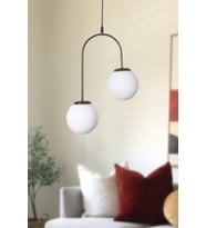 Modern Kahverengi ve Beyaz Cam Sarkıt Avize, 2'li Set