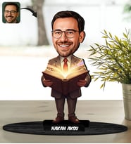 BK Gift Kişiye Özel Erkek Öğretmen Tasarımlı Karikatür Biblo -9, Öğretmene Hediye, Öğretmenler Günü Hediyesi