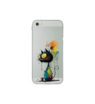 iPhone 5S ile Uyumlu Splash Kedi Tasarımlı Şeffaf Silikon Kılıf