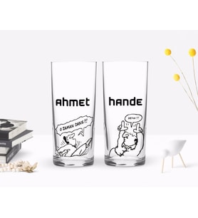 BK Gift Kişiye Özel Renkli Baskılı O Zaman Dans Renk Tasarımlı İkili Rakı Bardağı Seti-1 (Beyaz)