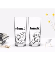 BK Gift Kişiye Özel Renkli Baskılı O Zaman Dans Renk Tasarımlı İkili Rakı Bardağı Seti-1 (Beyaz)