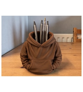 Alvera Kapüşonlu Sweatshirt Kalemlik – 3D Baskı Masaüstü Organizer-Kahverengi