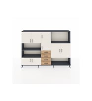 Arges Dolap 10 Raflı 4 Çekmeceli 8 Kapaklı 220x30x163 Antrasit-Aytaşı/Çam