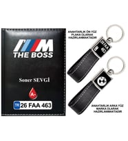 Plakanıza Özel BMW THE BOSS Logolu Siyah Ruhsat Kabı ve Anahtarlık