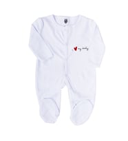 Unisex Dady Yazılı Beyaz Patikli Tulum
